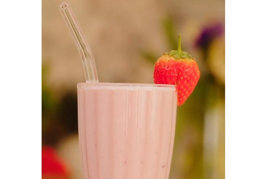 Batido de Pêssego, Líchia e Morango (Vegano)