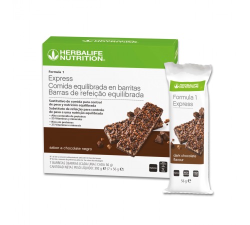 Fórmula 1 Express - Barras de Refeição Equilibrada Chocolate Negro 7 barras